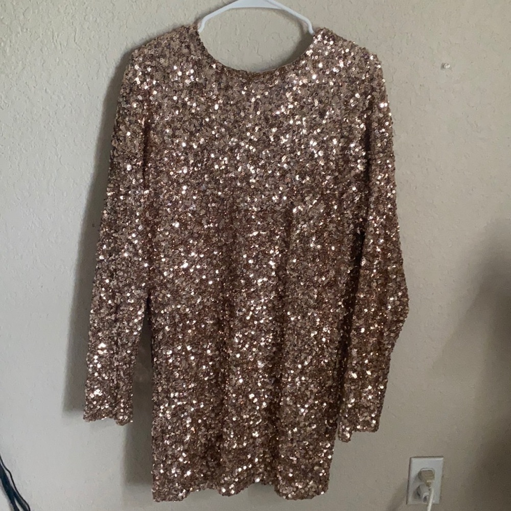 Full Sequences Gold Dress